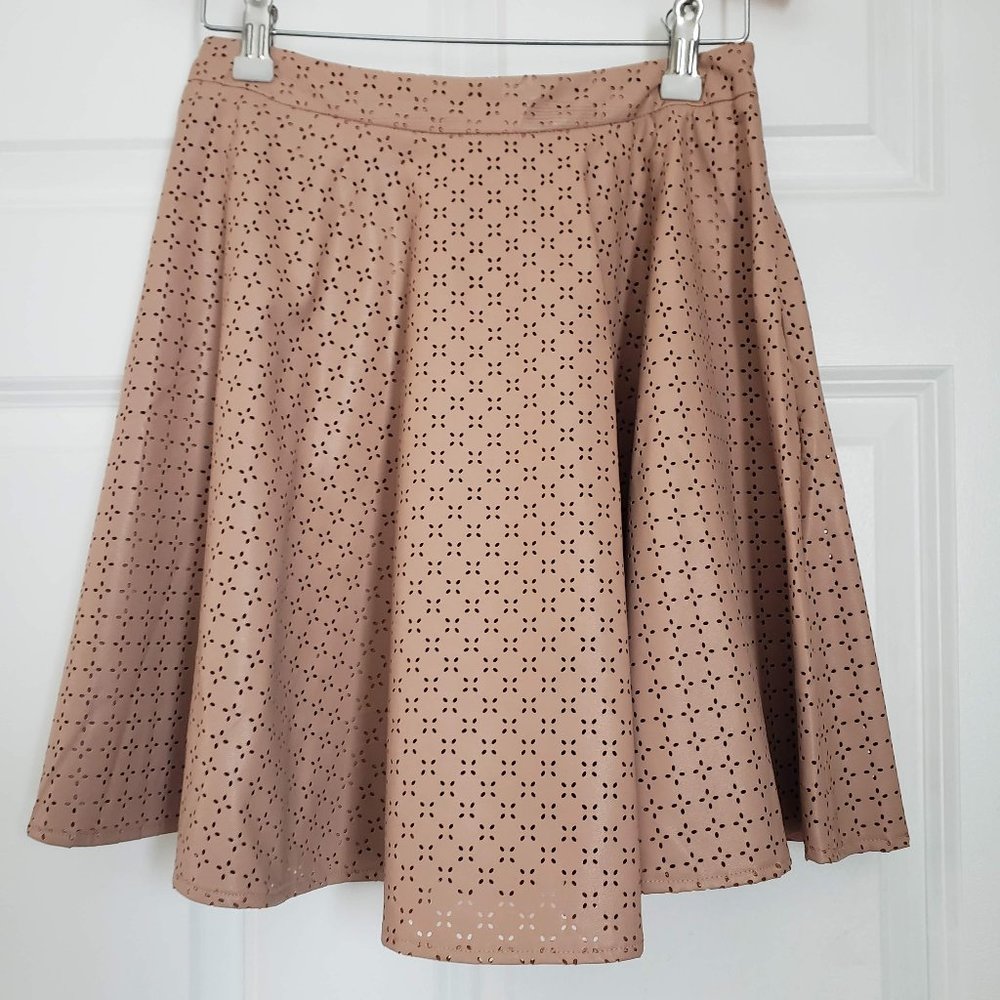 Sunday in Brooklyn Anthropologie Astral Swing Faux Leather Skirt